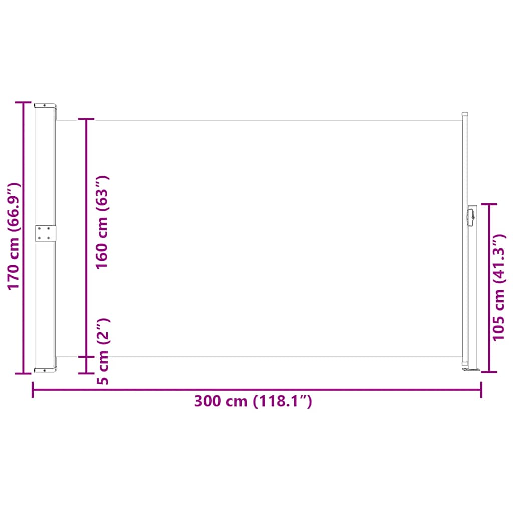 Retractable Side Awning 170*300 cm Brown