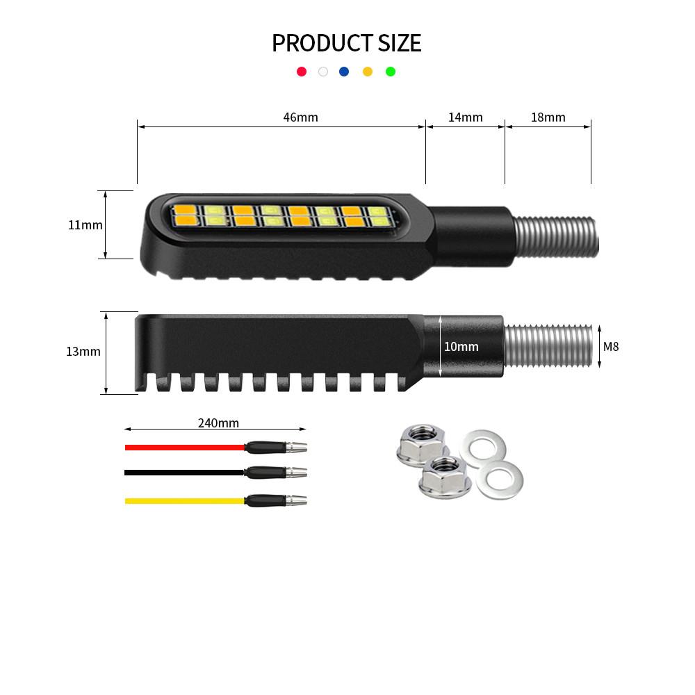 2x Mini Motorcycle LED Dynamic Flowing Light Stop Brake Turn Signals Indicator