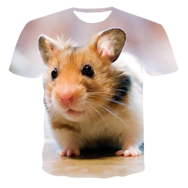 

Забавная графика с хомяком Детская одежда Милая футболка для девочки С коротким рукавом Летняя одежда для детей Повседневная футболка для мальчика Топы с круглым вырезом 100