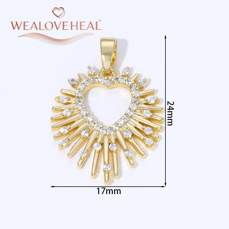 18K Gold Plated Brass Metal Cubic Zirconia Sun / Cross / Horseshoe / Chili Pepper / Wings Pendants Charms For Jewelry Making