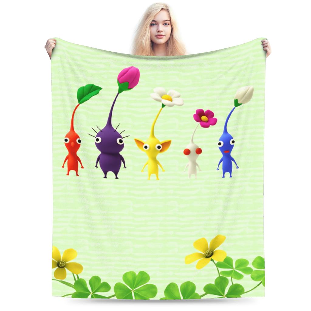 ALL Pikmin Warm Soft Blanket  Kids Adult Plush Throw Blanket Funny Couch Chair Flannel Bedspread Sofa Bed Cover