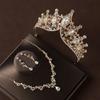 3Stk/Set Kristallkrone Barock Schmuckset Haarkleid Accessoires Halskette Ohrring Geburtstag Hochzeit Strass Frauen Mädchen