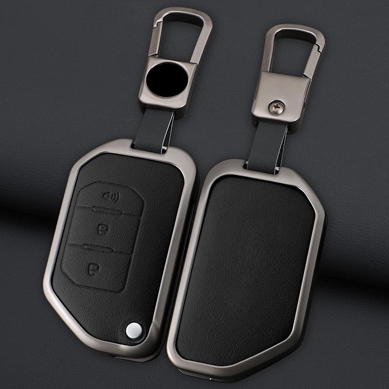 Zinc Alloy Leather Car Key Case For Jeep Wrangler Jl Jlu Rubicon Gladiator Jt Sahara Jlrubicon Car Key Case
