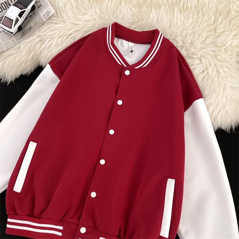 Men's Velvet-Lined Casual Cardigan: Trendy Autumn Winter Jacket - Stylish American Baseball Style for Couples