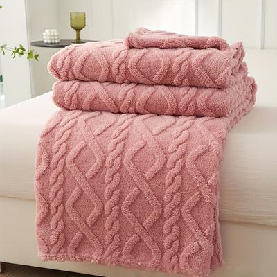 Coperta in cashmere, 1 pezzo, morbida e accogliente, con design alla moda 3D, spessa e calda.