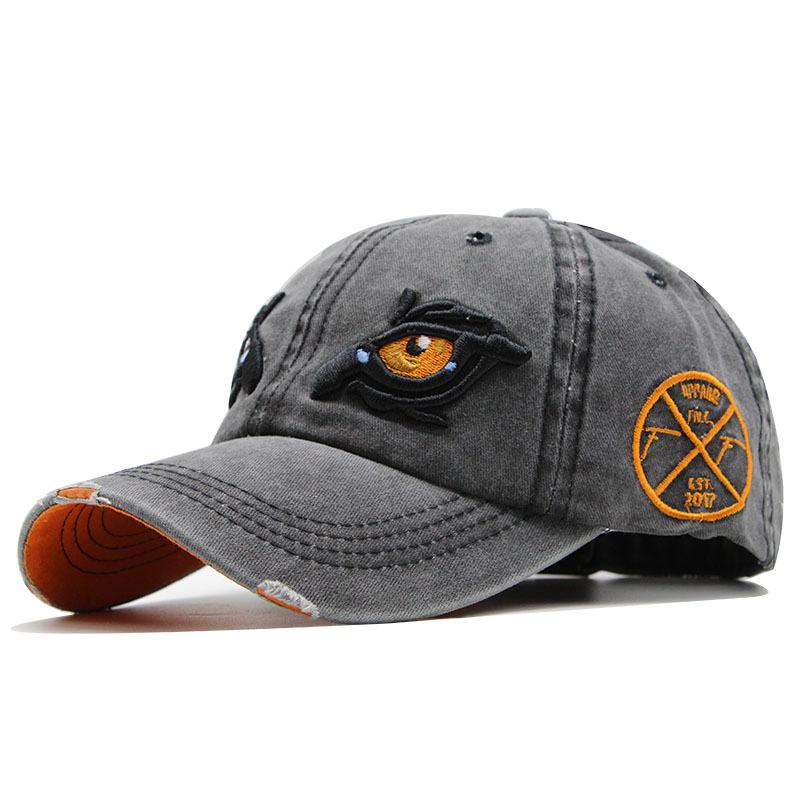 1PC Washed Cotton Baseball Caps For Women Men Eagle Eye Embroidery Snapback Hat Vintage Dad Hat Outdoor Sports Casquette