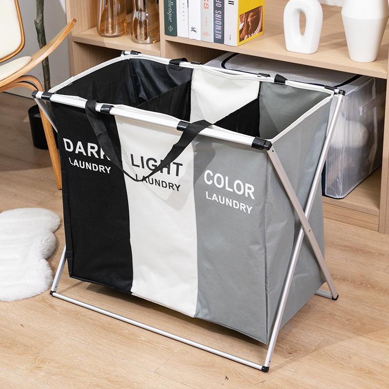 Large Folding Laundry Basket with Aluminum Frame - Home, Bathroom, Bedroom, Toy Storage, Dirty Clothes Hamper
