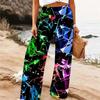 Plus Size Ladies Flowy Palazzo Wide Leg Solid Color High Waist Trousers