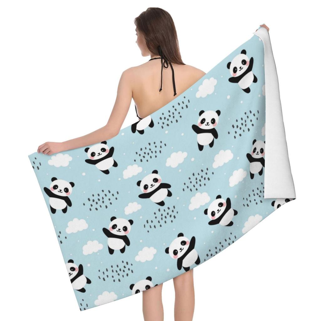 Cute Panda Beach Towel Quick Dry Cartoon Animal Bath Towel Soft Sport Travel Spa Gym Swim Pool Towels Microfiber Bikini Cover Up