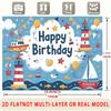 2D Ocean Nautical Birthday Backdrop Banner Cartoon Sea Theme Party Decoration