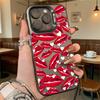 Red Lips with Heart Accents Hard Phone Case for Iphone 16 15 14 13 12 11 Pro Max Mini Shockproof Anti-Scratch Protective Cover