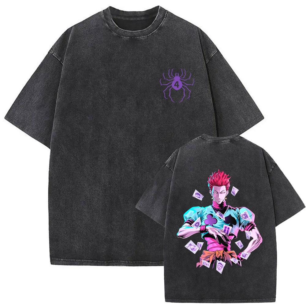 Washed Vintage Anime Hunter X Hunter T-shirts Manga Gon Freecss Graphic T Shirts Men Women Retro Cartoon Oversized Streetwear