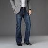 Blugi Evazați Albastru Închis pentru Bărbați – Talie Medie, Croială Bootcut cu 5 Buzunare și Stil Retro, Perfecți pentru Stilul Casual Zilnic și Streetwear