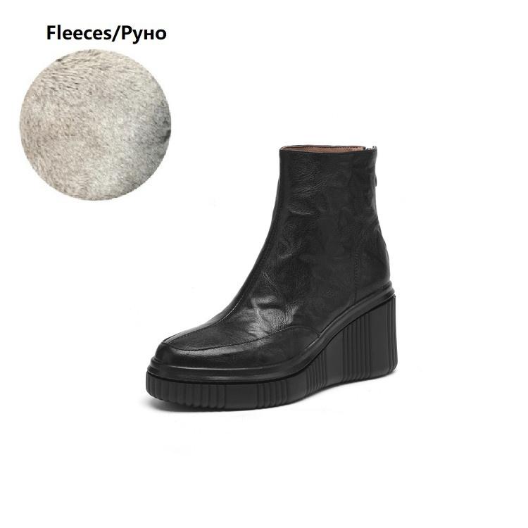

Fashion NEW Autumn Women Boots Genuine Leather Shoes for Women Round Toe Wedges Shoes Concise Modern Boots Daily Shoes Platform Shoess 41