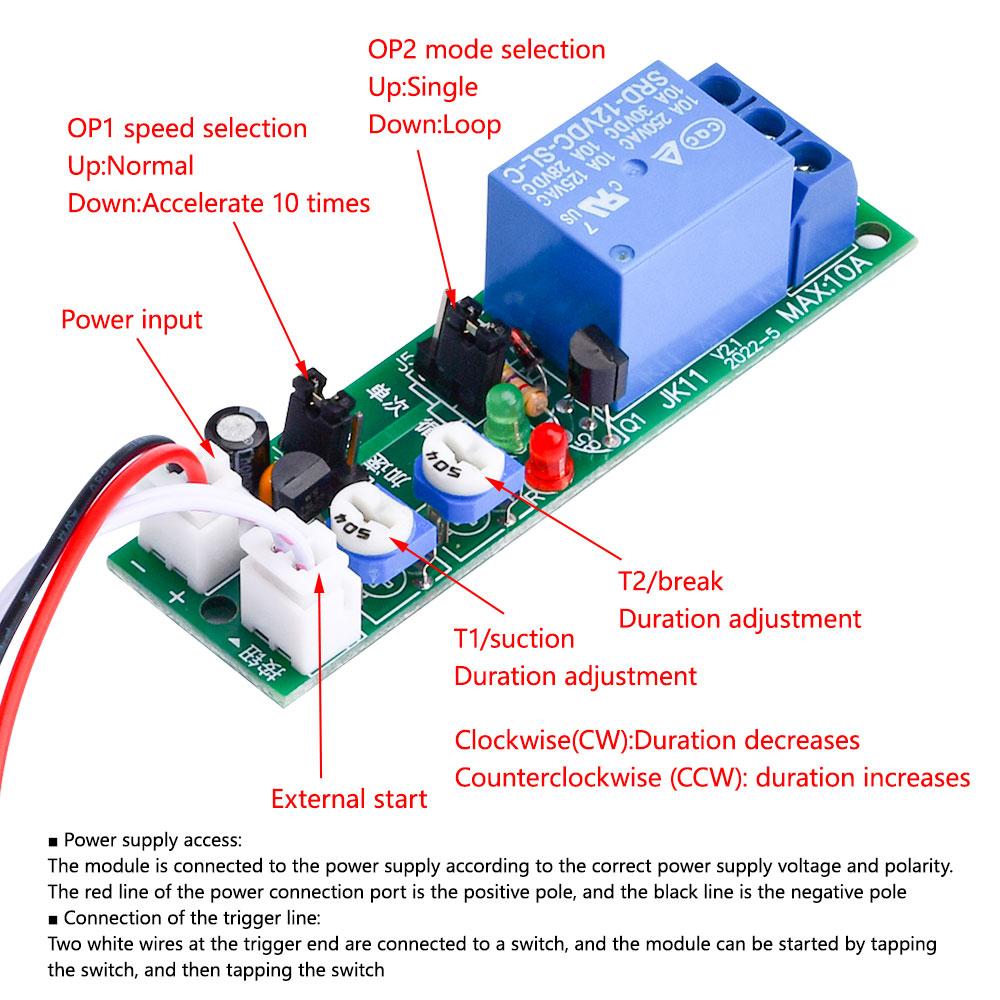 0-24Hours Adjustable Cycle Timer Delay on/Off Switch Power Supply Relay Shield DC 5V 12V 24V Timer Delay Relay Module with Cable Relays 5