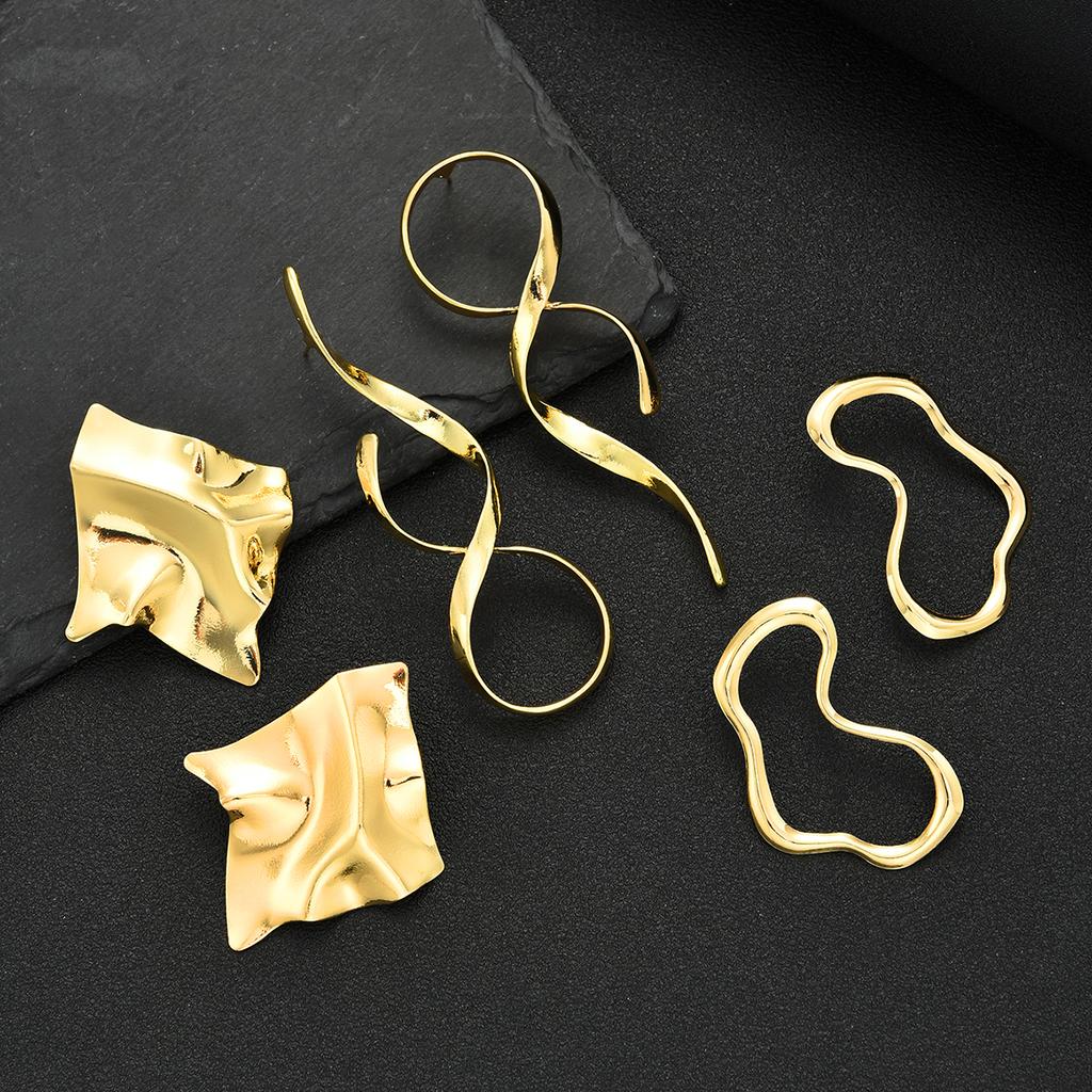 6pcs Retro Exaggerate Metal Irregular Design Earrings Set for Women Fashion Line Shape Twist Geometry Long Earrings Jewelry Gift