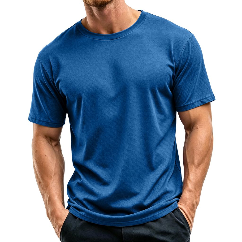 Men Crew Neck Short Sleeve T Shirt Soft Lightweight Classic Fit Basic Tee Comfortable Casual Top for Daily Wear