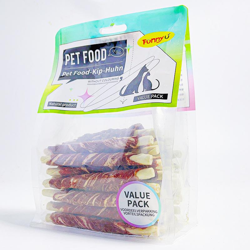 Pet Food Dog Snacks: Chicken, Duck & Beef Wrapped Rawhide Dental Chews 400g