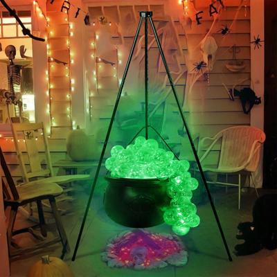 Bubbling Cauldron Set Large Witches Cauldron with String Light Black Plastic Bowl Candy Bucket Halloween Outdoor Indoor Decoration