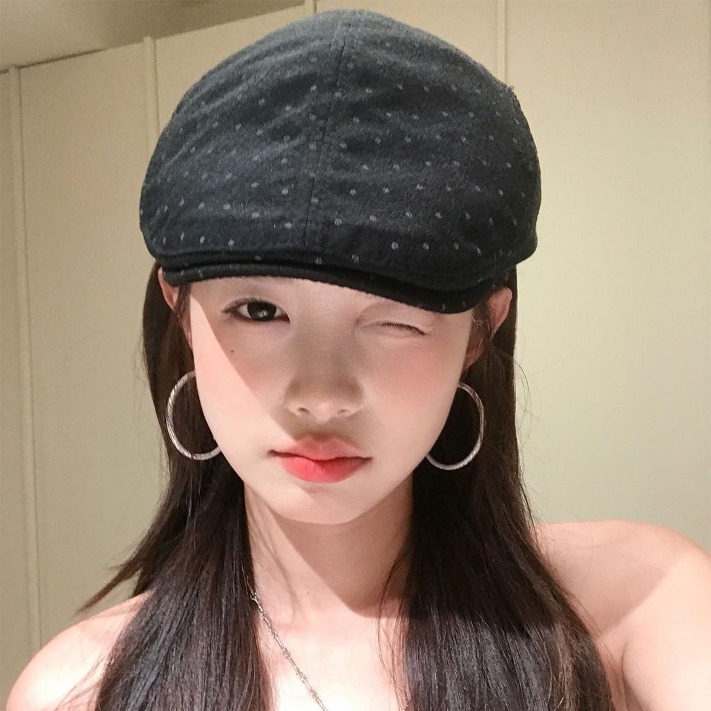 Retro Polka Dot Literary Beret Children Spring And Summer Face Small Versatile Painter Hat Shade Forward Hat