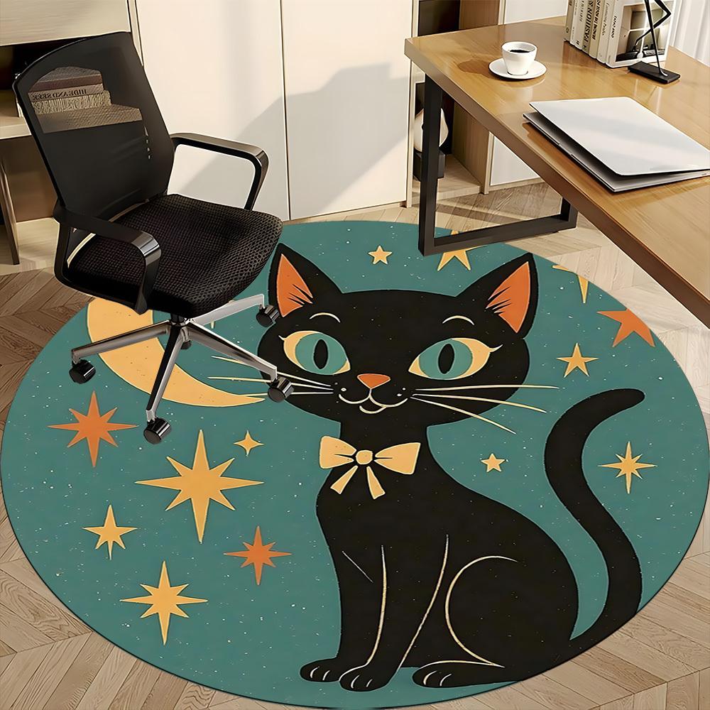 1PC Moon Stars Office Round Area Rug,  Mat Suitable ForOffice, Under Office Chairs Bedroom Living Room Home Decor, Room Deco
