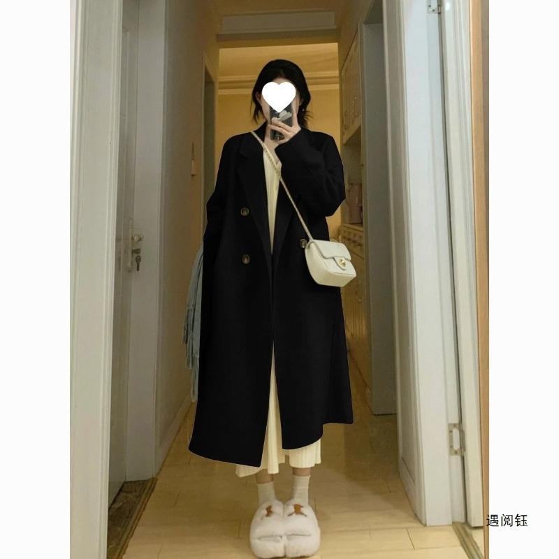 woolen coat down jacket down liner duck down medium and long, new thickened woolen coat for women in autumn and winter