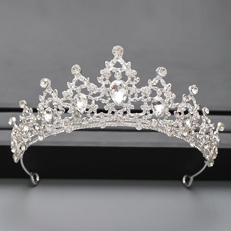 Coroană Culoare Argintie și Tiară Accesorii de Păr Pentru Femei Accesorii Nuntă Coroană Pentru Mireasă Cristal Stras Tiară Diademă