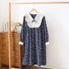 Spring and Fall Women's Cotton Long Sleeved Nightgown Simple Plus Size Double-layer Gauze Lace Design Night Wear Dress Outfit