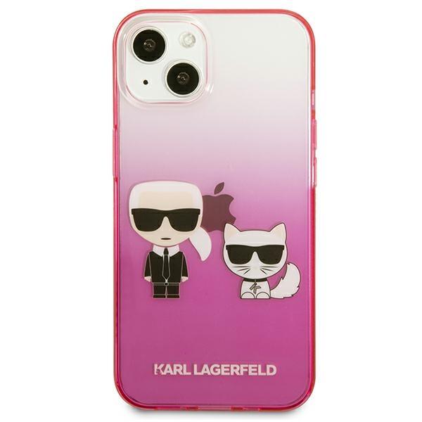 Etui do iPhone 13 mini Karl Lagerfeld Gradient Ikonik Karl & Choupette Różowe