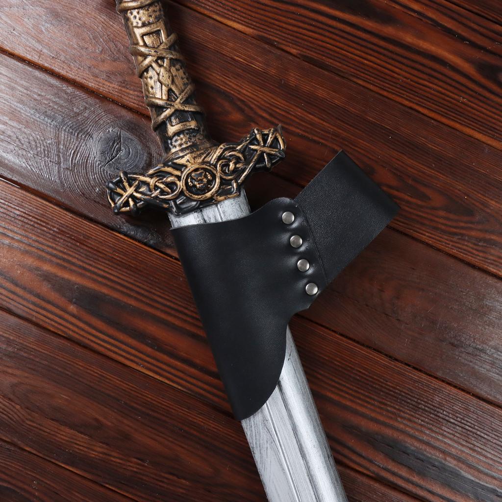 Medieval Belt Accessories Knight Double Back Sword Scabbard Frog Seat PU Leather Sword Buckle Belt Holster Viking Role Play