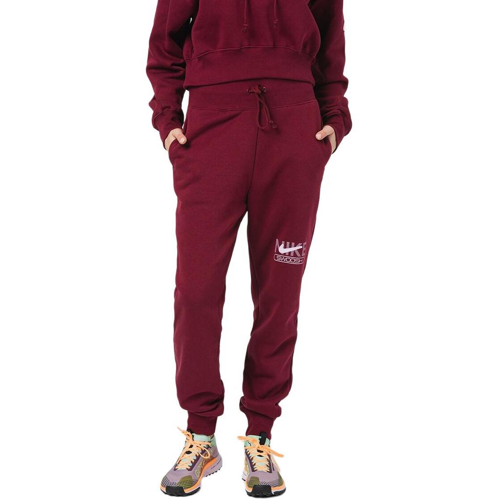 Nike Solid Color Lace-Up Casual Knit Sports Pants Women Bottoms Magenta DR5615-638