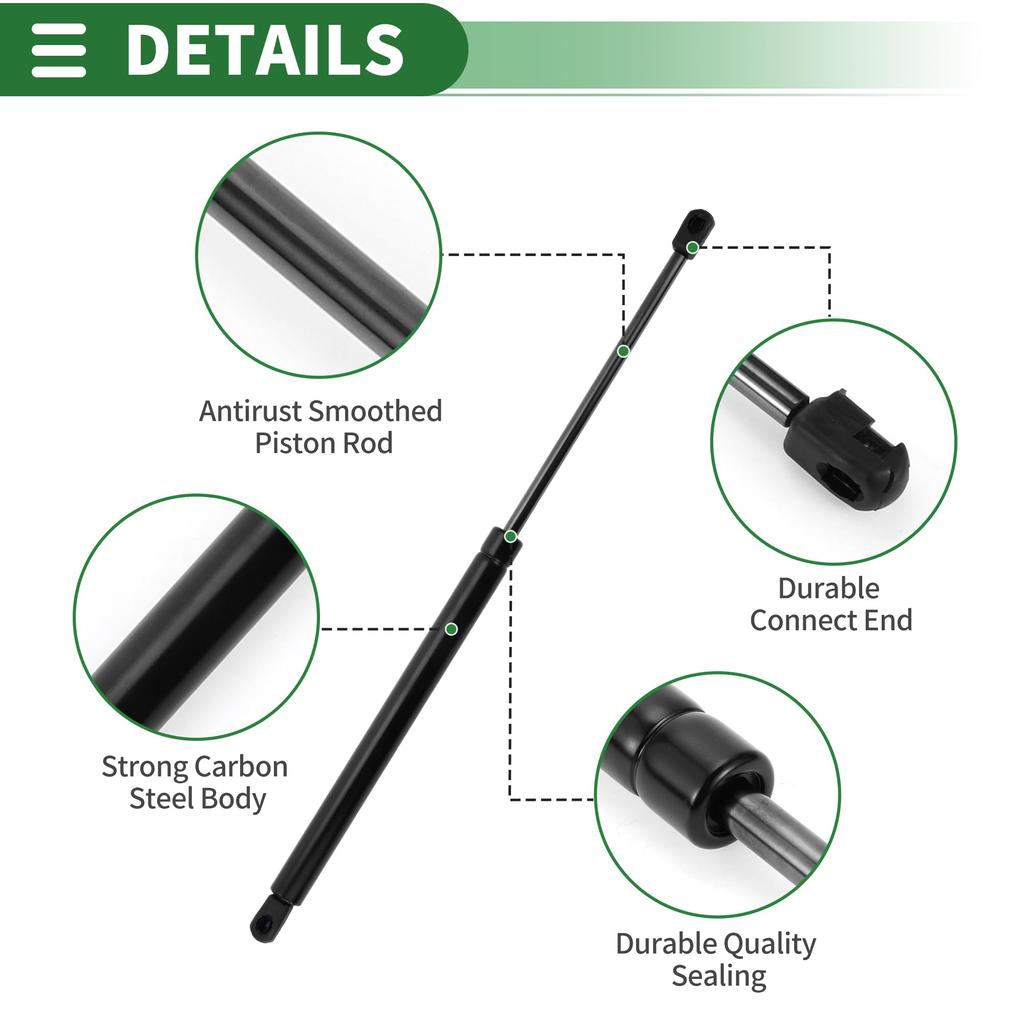 Motoforti Universal Lift Support Struts, 20"/500mm, 120lb/535N/54kg, Black, Set of 2