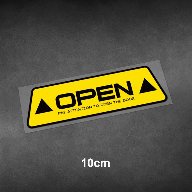 OPEN Reflective Car Door Safety Warning Sticker Electric Tailgate Warning Trunk Reminder Decals Vinyl Waterproof Car Pegatinas