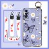 Waterproof Silicone Phone Case For Wiko T50 Ring Phone Holder Dirt-resistant Flower Lanyard Wrist Strap Wristband