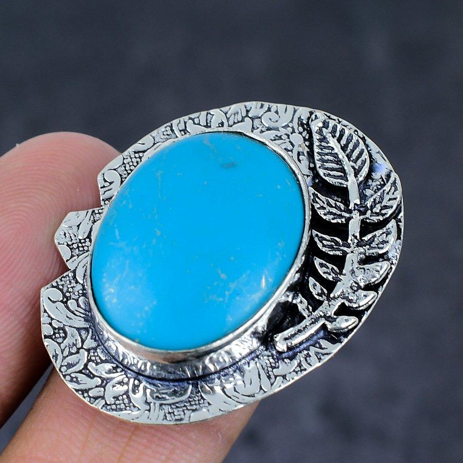 Arizona Turquoise Gemstone 925 Sterling Silver Jewelry Ring Size 9