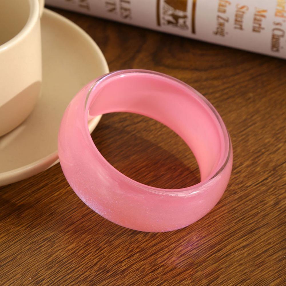 Geometric Design Irregular Wide Bracelet Glitter Big Round Transparent Hand Ring  Gift