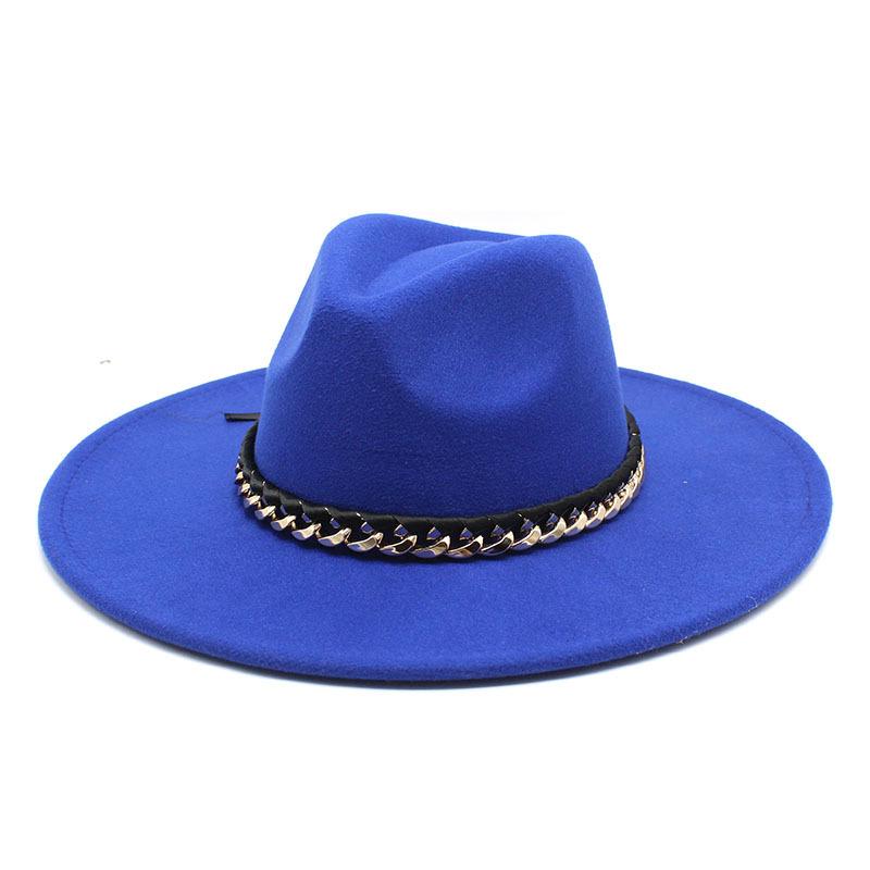 2022 Men'S And Women'S Chain Top Hat Flat Edge Straight Edge Peachheart Top Woolen Jazz Hat