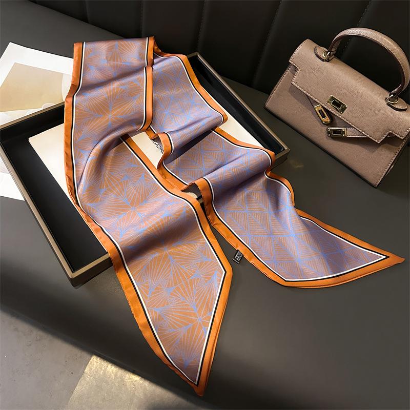 

Геометрические линии Двухслойный шарф Модное украшение Шелковый шарф Повседневный Темперамент Весна и лето Диагональный шарф Универсальный Тонкий Узкий Стример 147x14cm