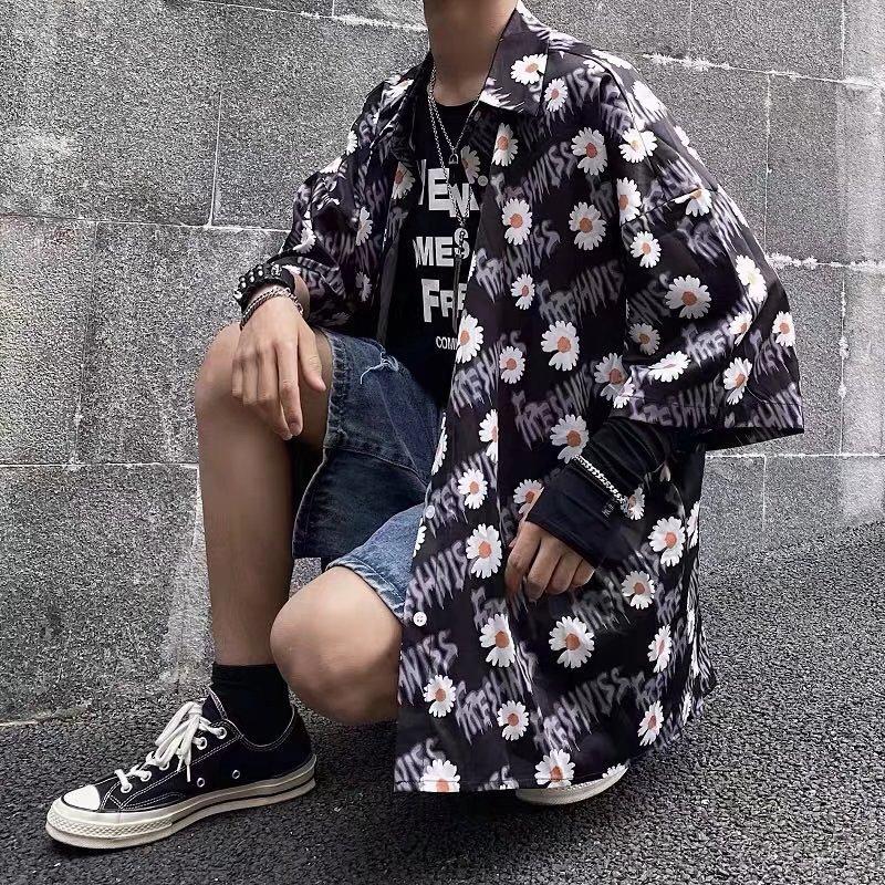 

Приморские рубашки, мужские повседневные рубашки с короткими рукавами, модные свободные повседневные топы с цветочным принтом для пляжного отдыха L