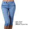 Women Pants Solid Color Mid Waist Button All Match Pocket Skinny Summer Slim-fitting Stretchy Pants Streetwear