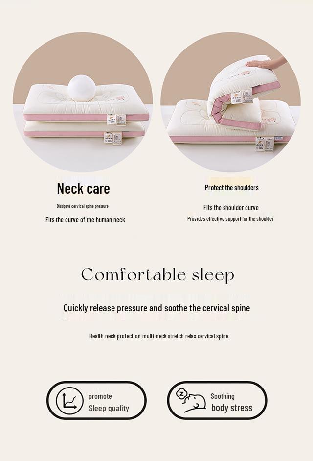 Soy Protein Fiber Neck Protection Pillow for Adults and Students - Home and Hotel Use
