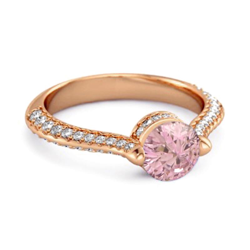 Pink Topaz Pavé Split Band Ring - Sterling Silver Rose Gold Vermeil