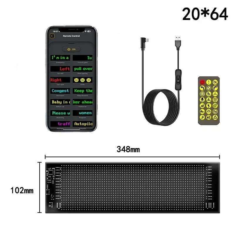 Car LED Matrix Pixel Display Screen APP Control Programmable RGB Scrolling Text Board Flexible Advertising Sign for Store Decor