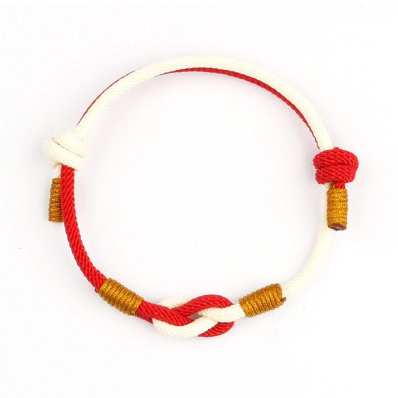 

Красная веревка Совиньон Блан Парный браслет Студенческие украшения Мужской и женский памятный талисман Браслет Узел Цзинган Плетеный вручную Ручной шнурок 30cm [2] Red + creamy-white (4mm)