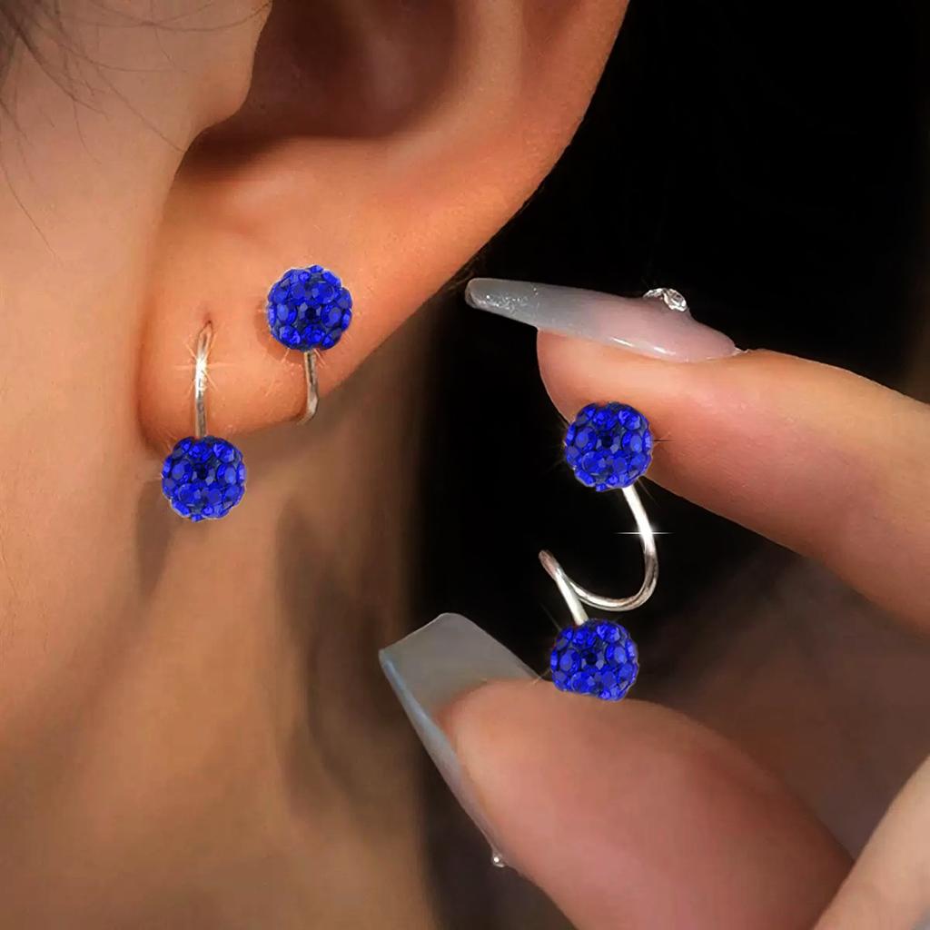 1 para luksusowych spiralnych kolczyków w kształcie pręta kulkowego, stal nierdzewna, uniwersalna biżuteria do codziennego noszenia i jako prezent, z intarsją ze strasów, jako modny dodatek na każdą porę roku