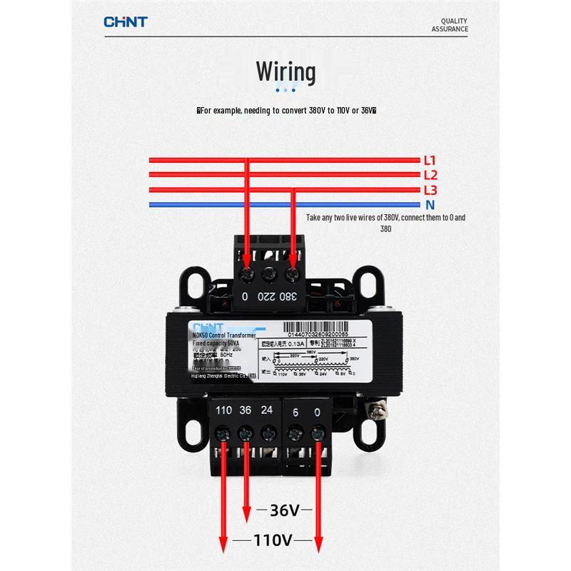 Chint BK-500VA Single-Phase Isolation Transformer 380V/220V to 220V/24V