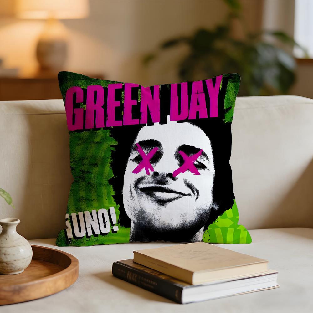 GGreen DDay Band Album Cushion Cover Short plush pillowcase for bed sofa carwashable
