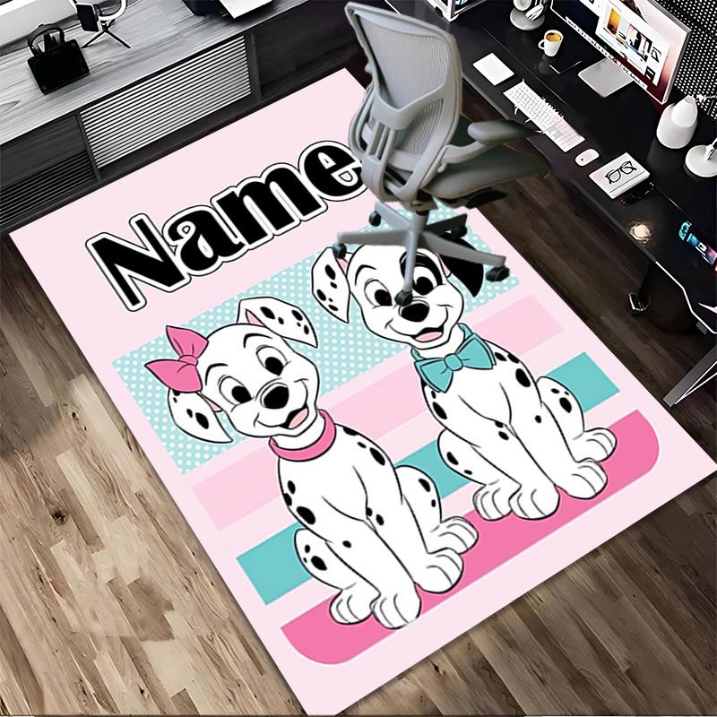 Personalized Name Dalmatian Pile Living Room Non-Slip Area Rug Soft Carpet for Bedroom Kids Playroom Sofa Office Home Decor Doormat
