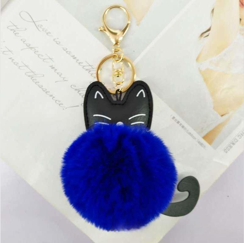 Cute Fur Ball Cat Soft Pompom Animal Tail Hair Ball Car Ladies Car Bag Accessories Mom Gift Bag Charm