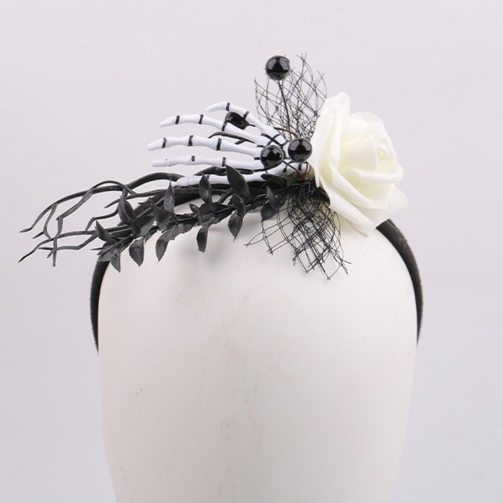 Rose Flower Branch Hair Hoop Skull Halloween Flower Crown Headwear Halloween Headband  Ladies